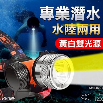 【40M深潛防水】專業級 潛水頭燈 潛水手電筒 防水頭燈 潛水燈 充電頭燈 強光頭燈 頭戴式 夜潛 照明燈 釣魚燈