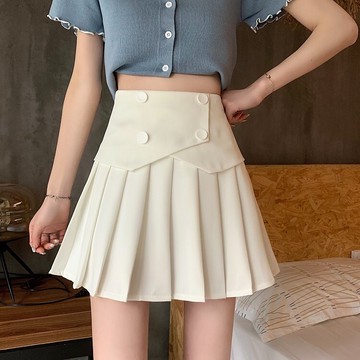 百褶裙白色a字半身裙女夏季年新款裙子高腰韓版氣質學生短裙
