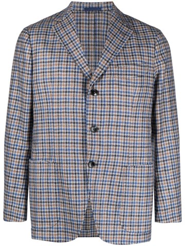SARTORIO NAPOLI - plaid-check single-breasted blazer - men - Silk/Linen/Flax/Virgin Wool/Cupro - 52 - Grey