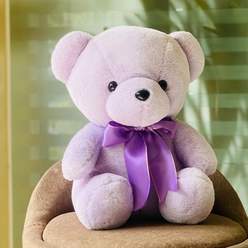 柔柔經典熊 蝴蝶結填充玩具  浪滿紫  1個