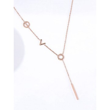 【SK飾品】LOVE 鈦鋼項鍊【850082】鎖骨鏈/頸鍊/韓國項鍊/不褪色項鍊