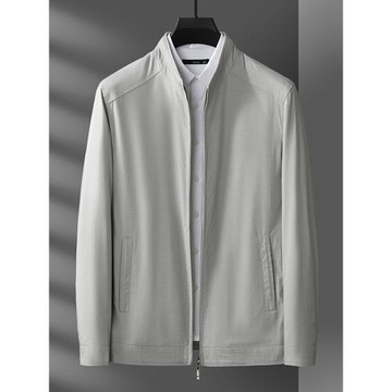 2025春夏休閑防曬帥氣中年外套輕薄款米白灰爸爸裝老年男行政夾克