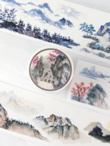 山水有情-古風和紙手帳膠帶 貼紙 文具質感拼貼 Washi tape