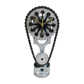 跨境新款創意臺式齒輪時鐘Rotating Gear Clock旋轉鏈條USB接口