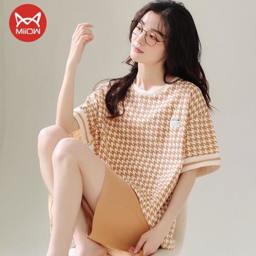 睡衣女夏款2025年新款純棉短袖短褲套裝夏季全棉可外穿家居服