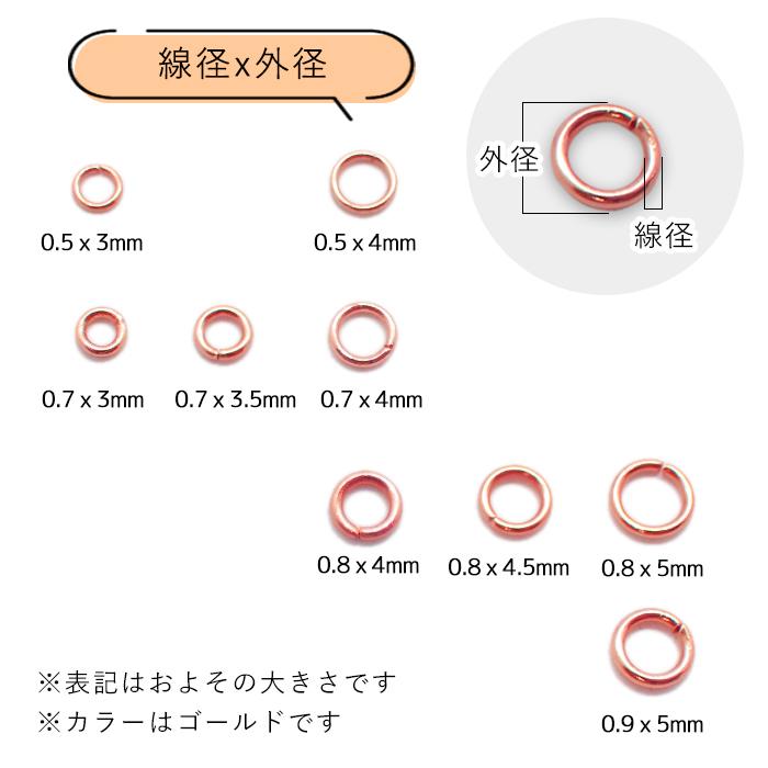 ステンレス製丸カン ピンクゴールド8種類 売り パーツ