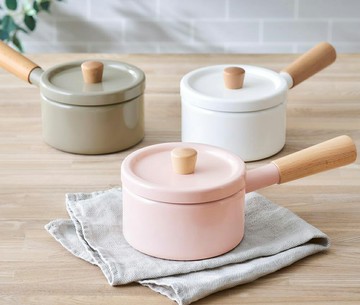 日本代購 IRIS OHYAMA MLKP-14 鋁合金 牛奶鍋 14cm 附蓋 泡麵鍋 湯鍋 陶瓷塗層 電磁爐可用