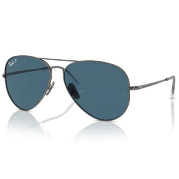 【RayBan】RB8089 165/S2#62mm#Aviator純鈦日本製飛行員款偏光太陽眼鏡(槍管灰 藍色)#金橘