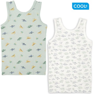 akachan honpo - 網眼坦克背心2件組-恐龍-綠色