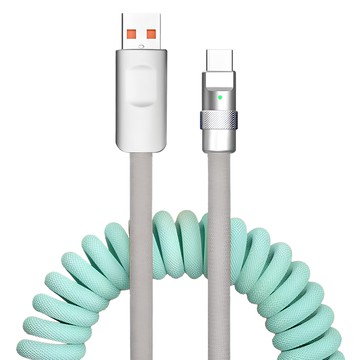 Other Us Type C to USB A 線圈快速充電線  薄荷綠  65cm  1條