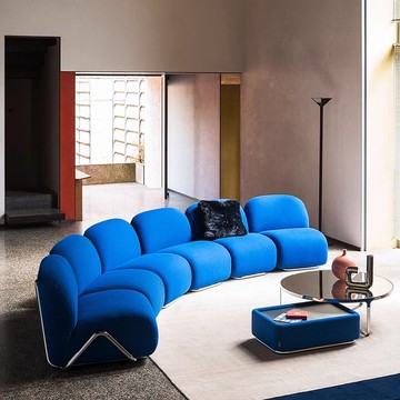 公司貨 免運 意式Victoria中古模塊創意沙發自由組合現代款不銹鋼布藝弧形沙發 快速發貨