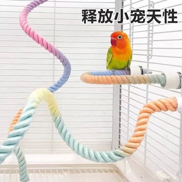 💥桃園出貨💥鸚鵡旋轉攀爬桿玄鳳虎皮秋韆攀爬玩具棉繩站桿鸚鵡專用用品