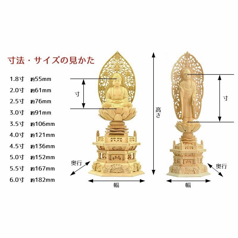 仏像 木製御本尊仏像｜浄土真宗大谷派(お東)｜ 東立弥陀 ６．０寸 六角