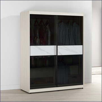 5尺被櫥式鋁框滑門衣櫥黑玻璃 收納衣櫃 推門衣櫥 【149B10765】Leader傢居館149-A213+A214