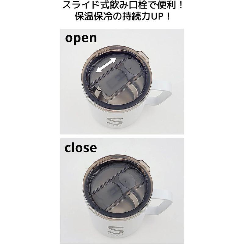 OGURA 真空断熱 マグカップ 350ml アルファベット フタ付き ステンレス 保温 保冷 ホワイト K