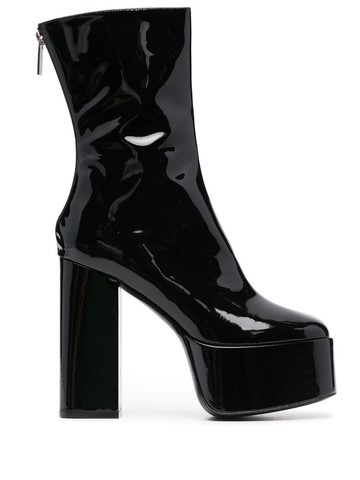 Paris Texas - patent platform 130mm boots - women - Calf Leather/Calf Leather/Patent Calf Leather - 39.5 - Black