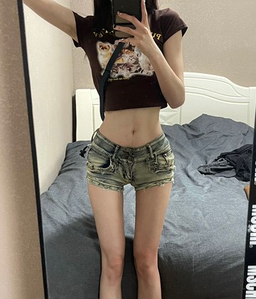 牛仔超短褲 美式辣妹低腰女春夏修身顯瘦包臀闊腿熱褲【不二雜貨】