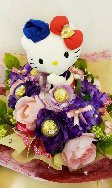 KITTY金莎捧花，凱蒂貓/情人節金莎花束/捧花/情人節禮物/送禮/捧花/節慶/婚禮小物/生日禮物/交換禮物/告白/求婚，X射線【Y999960】