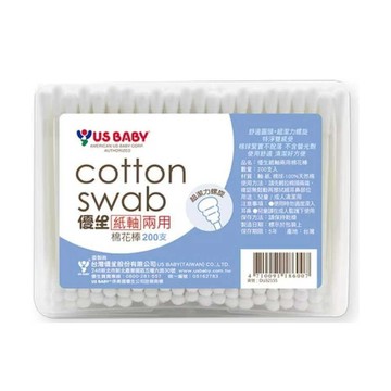 US BABY 紙軸兩用棉花棒-方盒 200支 10入組