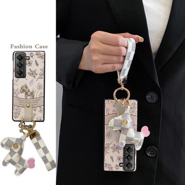 適用于三星w25手機殼小香風小馬折疊屏皮紋殼翻蓋高檔輕奢時尚網紅高級感掛繩女款galaxy w25保護套新款