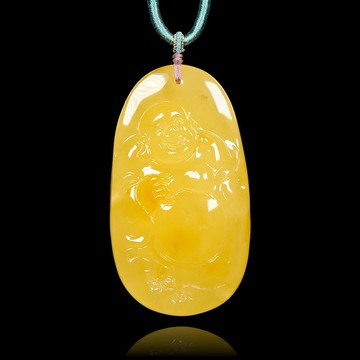 【正佳珠寶】蜜蠟琥珀 頂級微紅皮 彌勒大肚佛 27g 蜜蠟琥珀吊墜