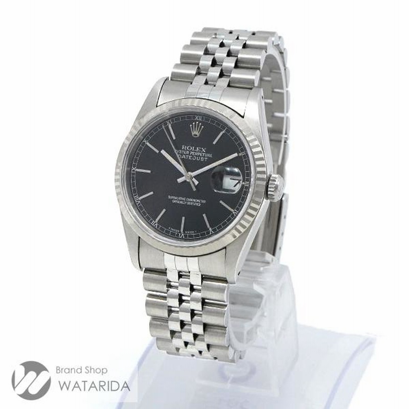 ロレックス ROLEX デイトジャスト 16234 S番 横穴 SS WG 黒文字