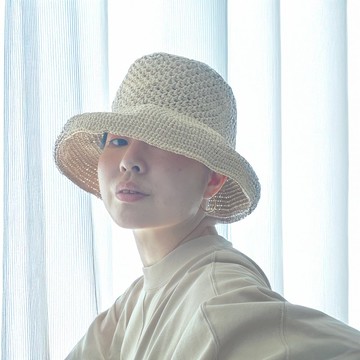 光影鉤針帽。防紫外線，可折疊，夏季美觀的帽子。 ~清晰的陰影妝容環繞臉部~