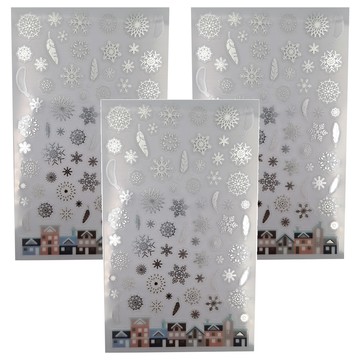 suatelier design 貼紙 - 雪花羽毛房屋裝飾貼紙  雪花 黑色 + 白色  3張