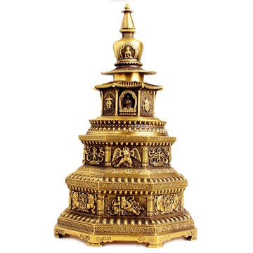 【最低價】【公司貨】【風水】風水黃銅佛塔祈福塔大號佛塔擺件黃銅舍利塔佛教用品擺件