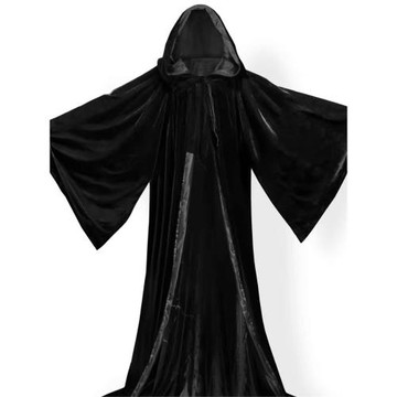 萬圣節巫師長袍角色扮演披風舞臺演出服裝黑色大袖子連帽拍照斗篷