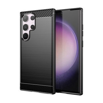 S24 系列殼 三星 Samsung Galaxy S24 Ultra 碳纖維拉絲紋防摔軟殼套