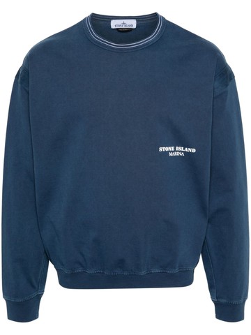 Stone Island - logo-print cotton sweatshirt - men - Cotton - XXL - Blue