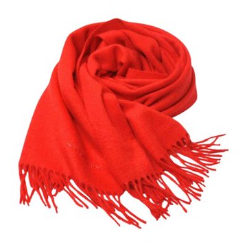 SEE BY CHLOE 經典刺繡品牌LOGO圖騰羊毛混喀什米爾金蔥寬版圍巾/披肩(紅色/185*52CM)