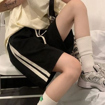 P3-【限時特賣】短褲女 高腰短褲 顯瘦短褲 休閒居傢短褲 美式闊腿五分褲夏季新款寬鬆顯瘦百搭休閒直筒中褲ins潮流短褲