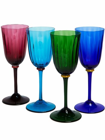 La DoubleJ - Rainbow set of 4 wine glasses - unisex - Murano Glass - One Size - Purple