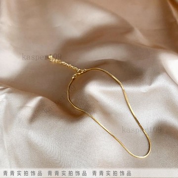 新款♥【不褪色不過敏】鈦鋼保色細蛇骨鏈小方蛇閃亮簡約百搭腳鏈