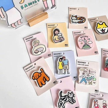 💥免運出貨💖韓國插畫冰箱貼 亞克力冰箱貼 壓克力冰箱磁貼 冰箱磁鐵貼 磁性磁鐵吸鐵石照片貼