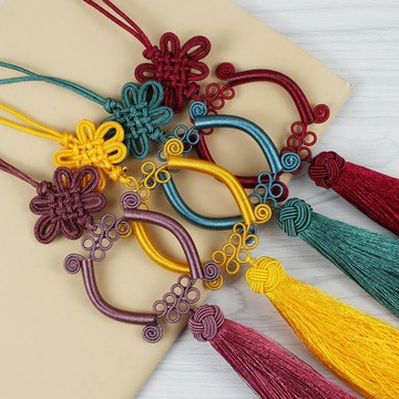 中國結配件 水晶玉菠蘿帽流蘇套裝件 汽車車掛掛飾配件品招財吊穗