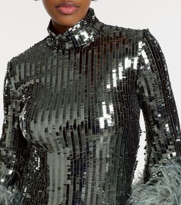 Taller Marmo Del Rio feather-trimmed sequined midi dress