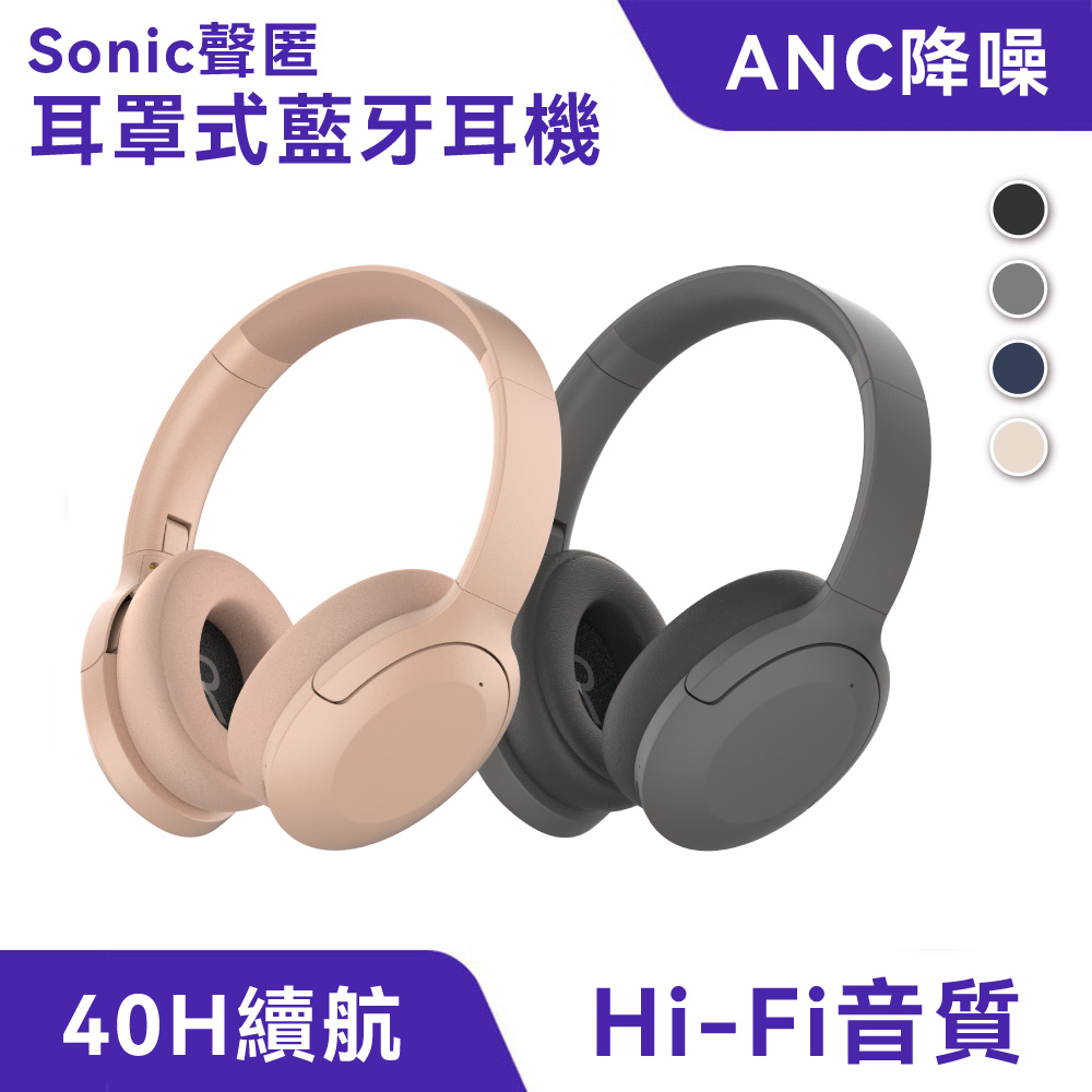 聲匿ANC降噪耳罩式藍牙耳機｜藍牙5.3、Hi-Fi音質