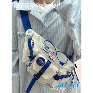 日系原宿港風復古街頭潮流胸包男韓版中性少女工裝斜挎包百搭腰包