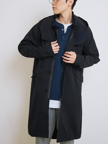 防潑水魚尾連帽風衣外套