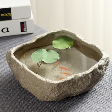 陶瓷大號茶洗仿石家用客廳茶杯盆茶樓粗陶茶道零筆洗配件水盂水洗