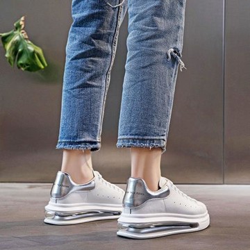 麥昆氣墊小白鞋女2024新款真皮厚底板鞋運動內增高秋休閑女鞋潮牌