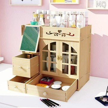 全新 抽屜式化妝品收納盒 大容量置物架 彩妝收納櫃 多功能美妝保養品收納盒 簡約臥室梳妝臺收納化妝盒 居家口紅面膜桌上收