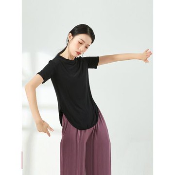 現代舞練功服女款新款古典舞服裝成人時尚瑜伽短袖莫代爾舞蹈上衣