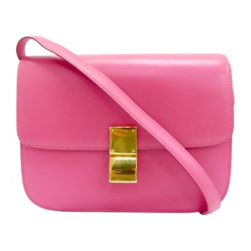 【二手名牌BRAND OFF】CELINE 賽琳 粉色 皮革 Classic box 肩背包