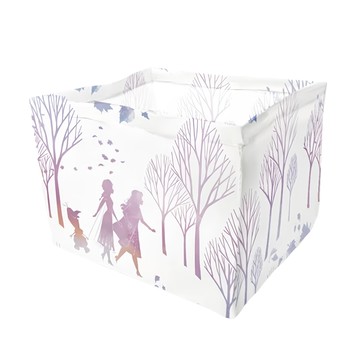 收納王妃 迪士尼收納系列 冰雪收納桶 方 小(13 x 13 x 8.5cm)  彩色樹林 白色  1個