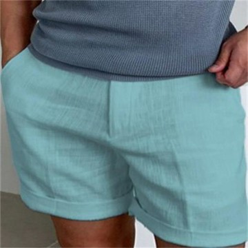 Linen breathable sports shorts夏季男亞麻純色舒適透氣運動短褲