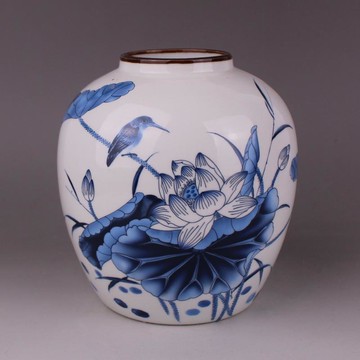 景德鎮仿古陶瓷光緒粉彩家和萬事興荷花棗子壇家居裝飾展柜擺件